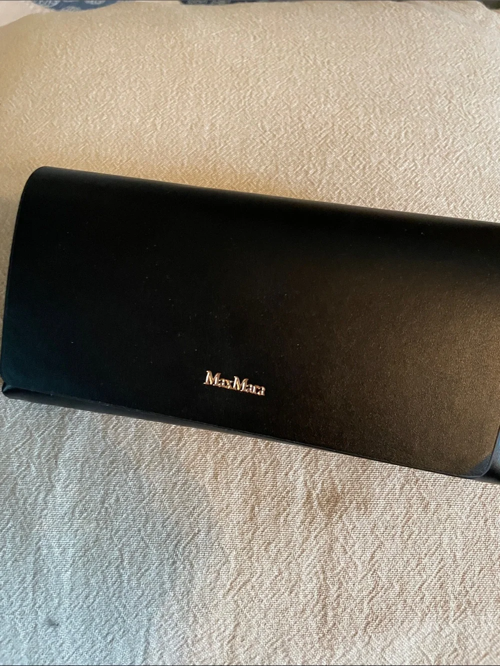 MaxMara Black Sunglasses Case with Gold Logo